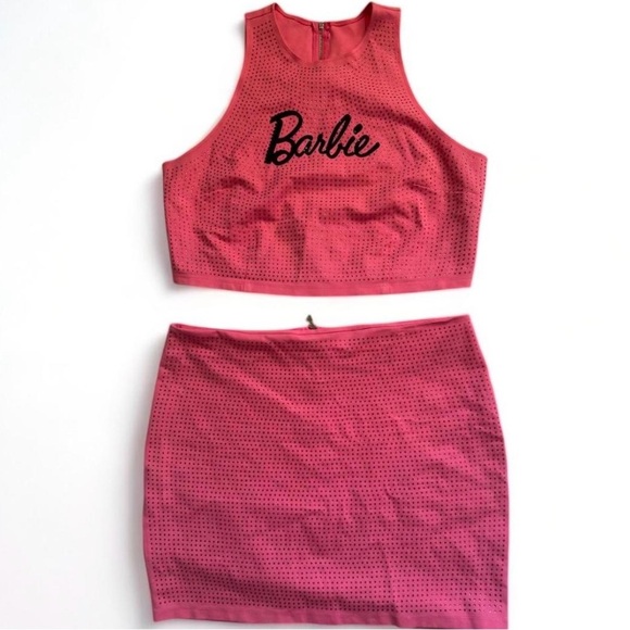 Barbie limited edition 2 piece set XXL stretch rhinestone with Barbie zipper - Picture 1 of 6